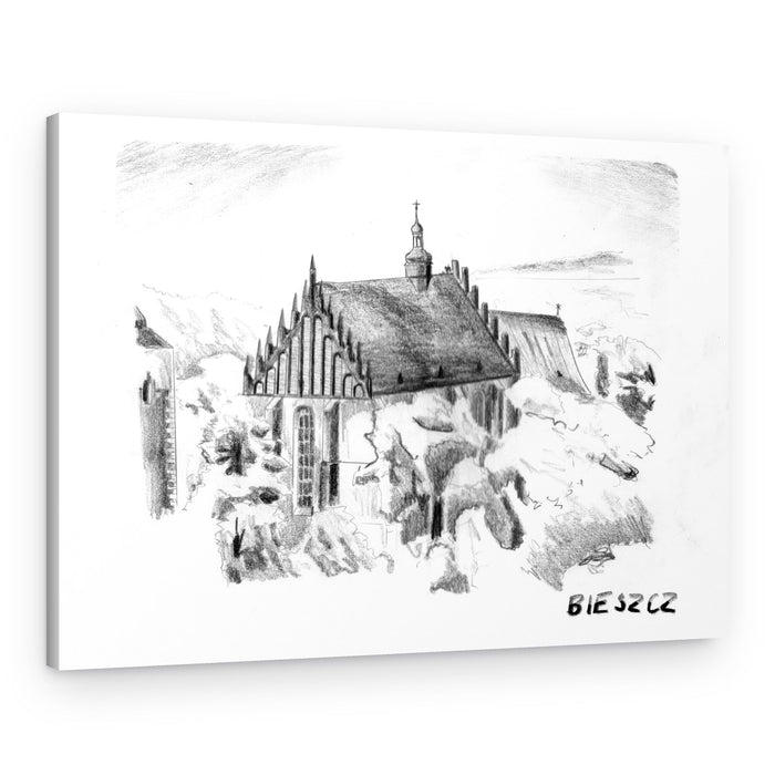 Gothic Church Winter Sketch – Canvas Print