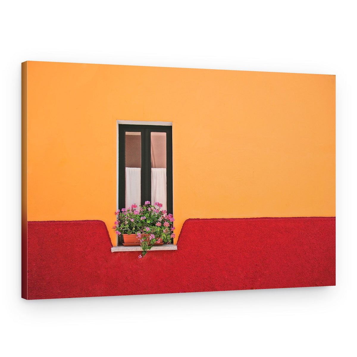 Vibrant Window Geraniums – Canvas Print