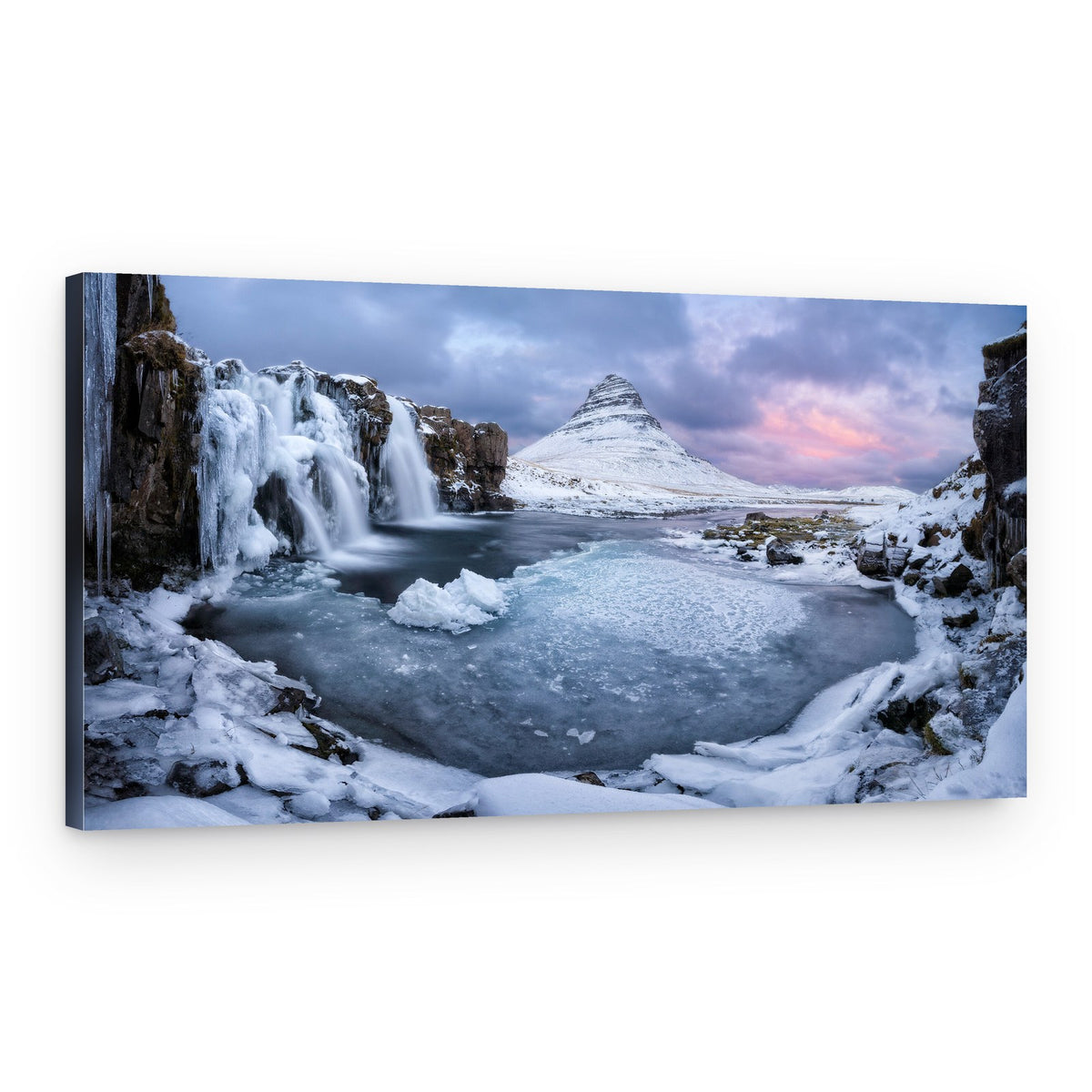 Icy Mountain Waterfall – Canvas Print