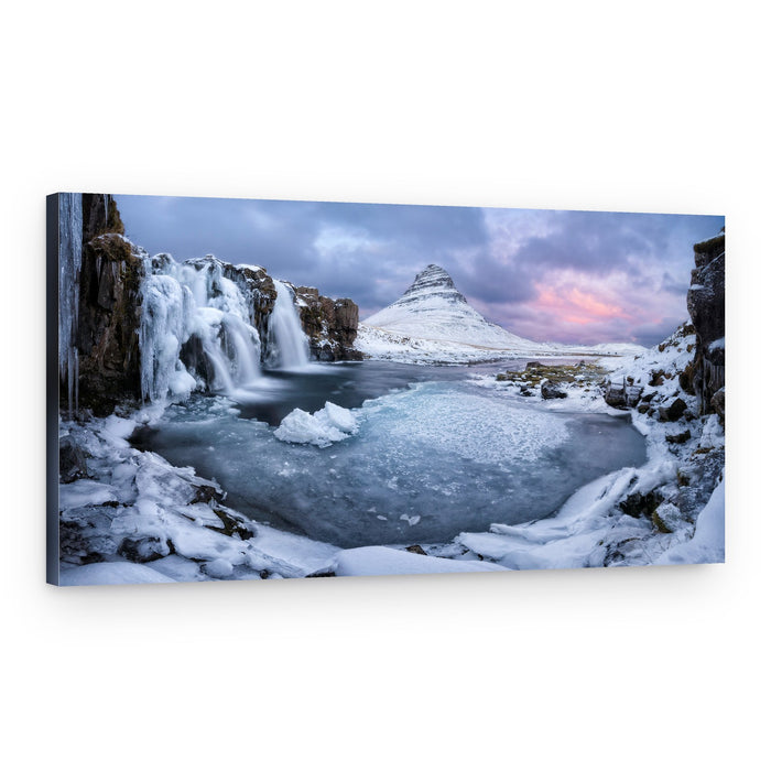 Icy Mountain Waterfall – Canvas Print
