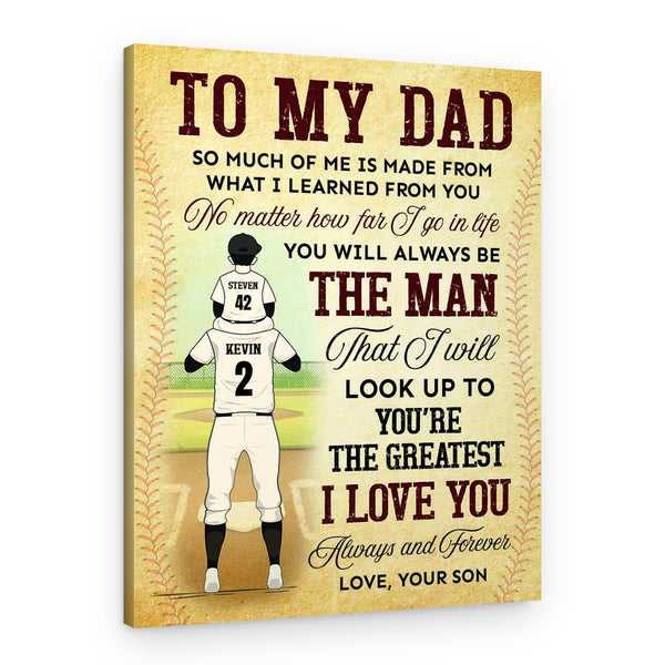 To My Dad Baseball Father’s Day Gift For Dad Custom Canvas Print