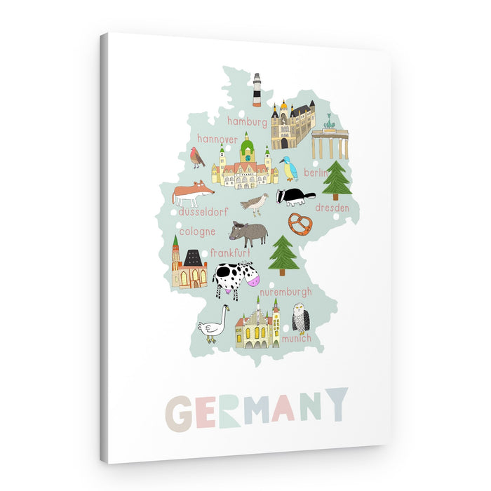 Whimsical Germany Map – Canvas Print