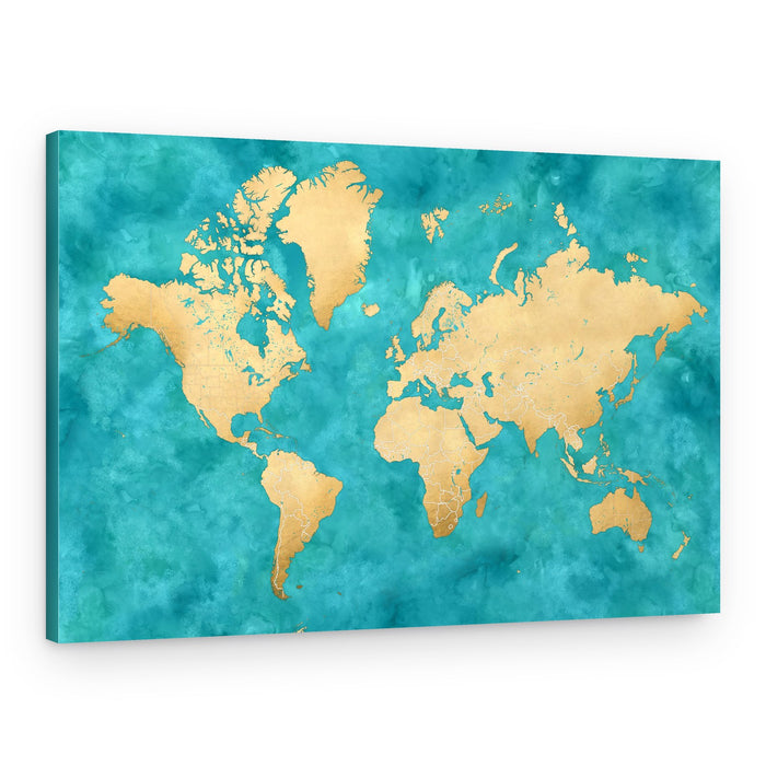 Golden World Map – Canvas Print