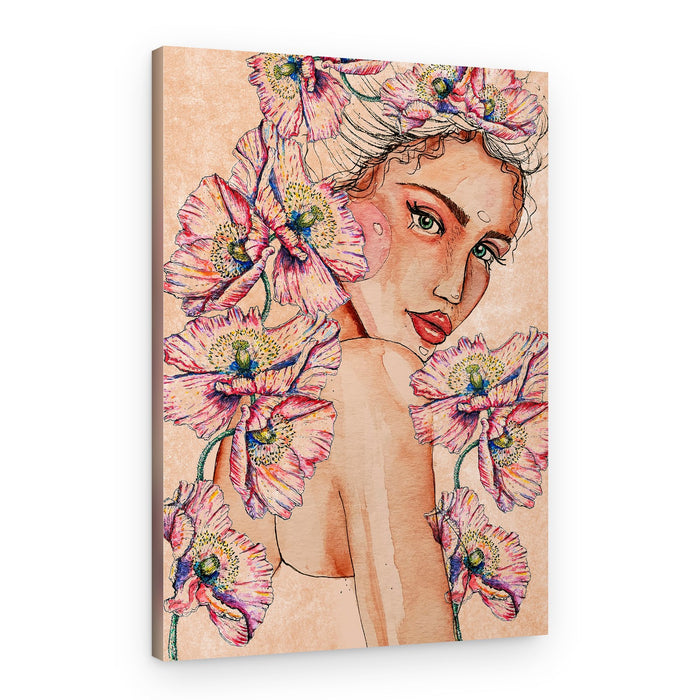 Woman wih Poppies – Canvas Print