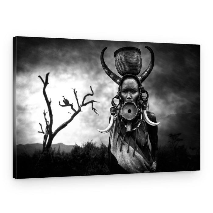 Tribal Woman Powerful Gaze – Canvas Print