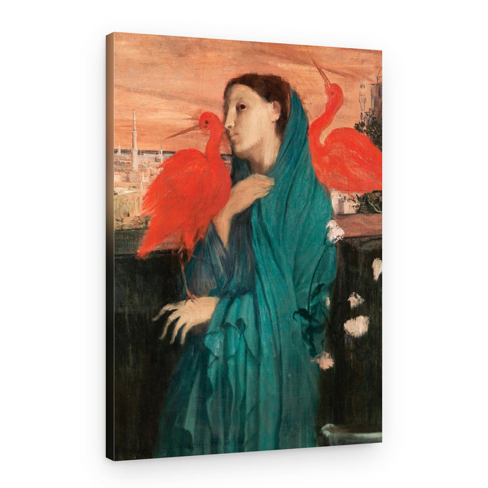 Young Woman With Ibis – Canvas Print