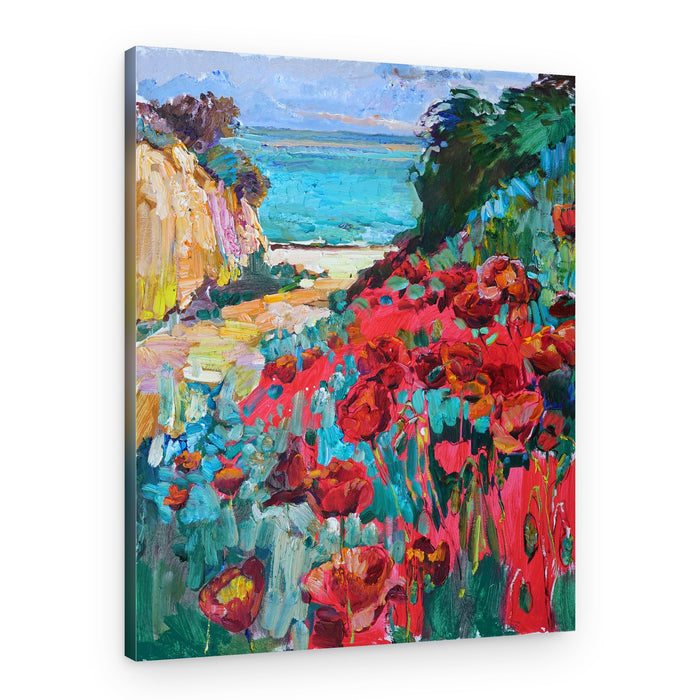 Red Poppies Coast View – Canvas Print