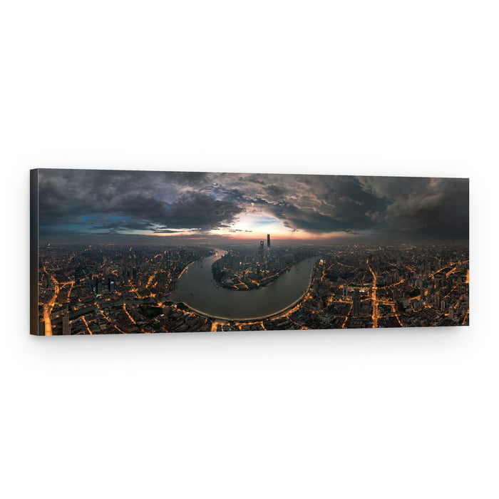 Shanghai City Lights Panorama – Canvas Print