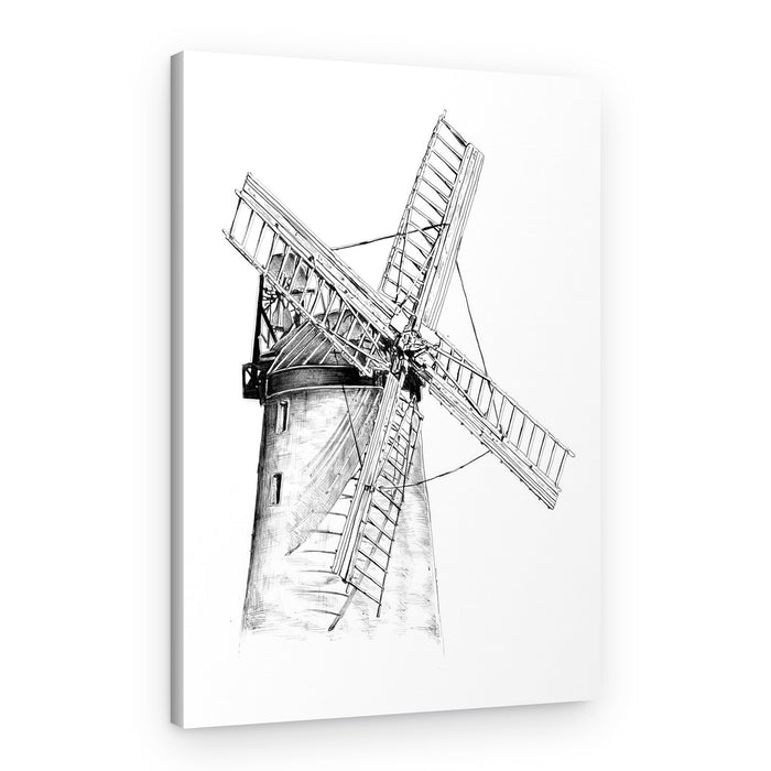 Classic Windmill Sketch – Canvas Print
