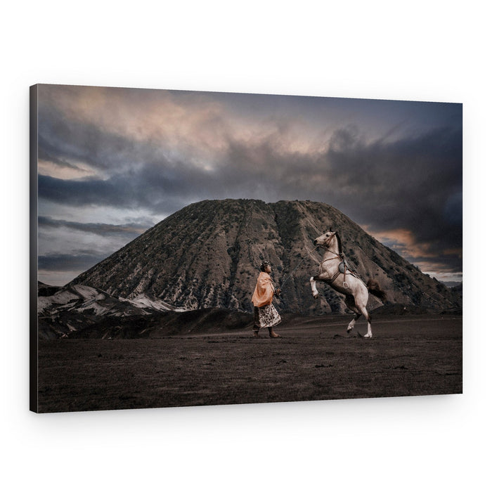 Rearing Horse Volcanic Landscape – Canvas Print