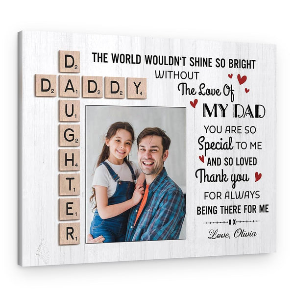 Father Scrabble Pieces From Daughter Custom Photo Canvas Print