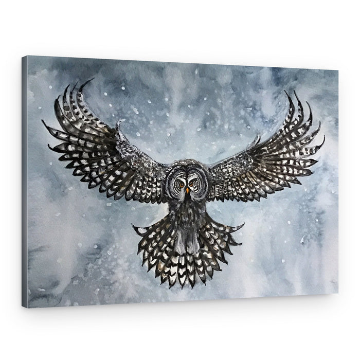 Great Gray Owl Flight – Canvas Print