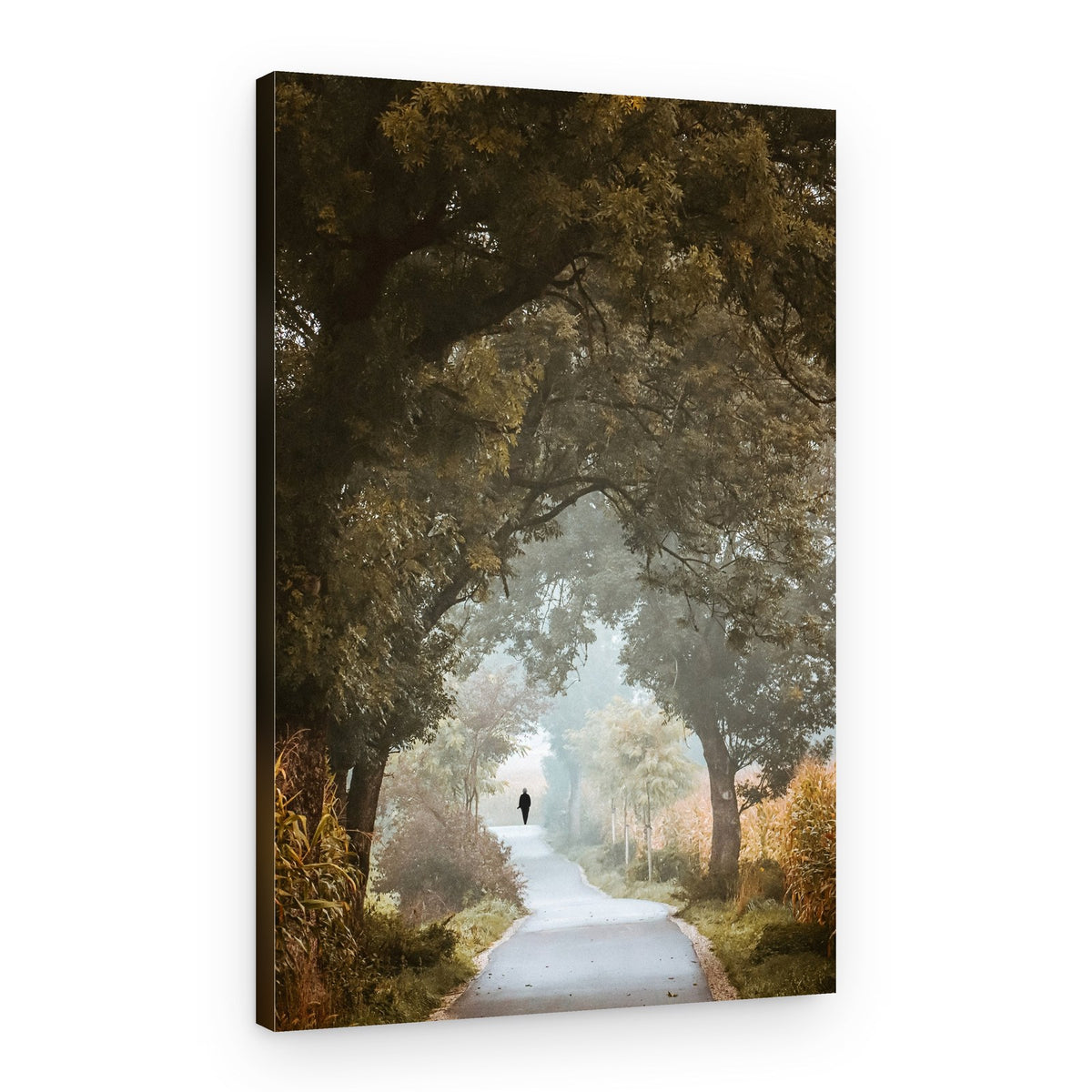 Lone Walker Misty Road – Canvas Print