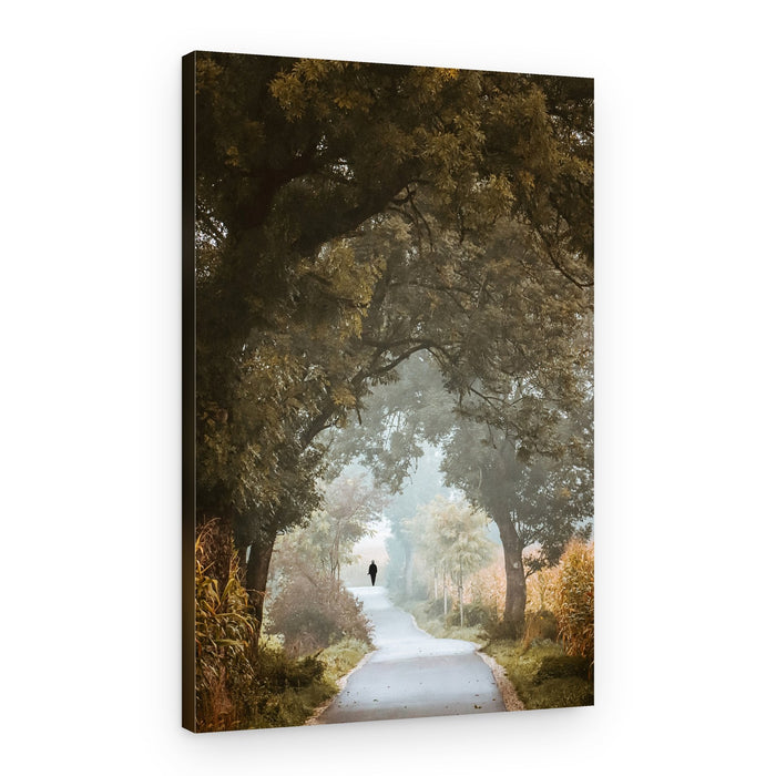 Lone Walker Misty Road – Canvas Print