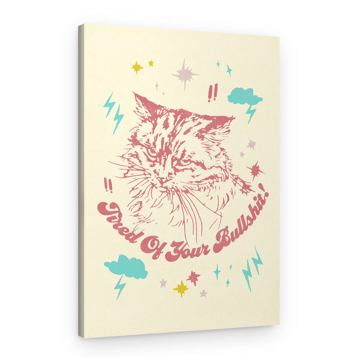 Grumpy Retro Cat – Canvas Print