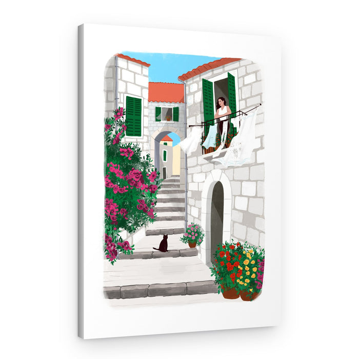 Charming Mediterranean Street – Canvas Print