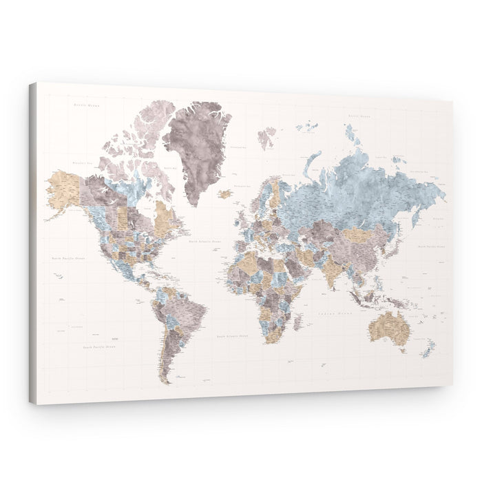 Muted Tones World Map – Canvas Print
