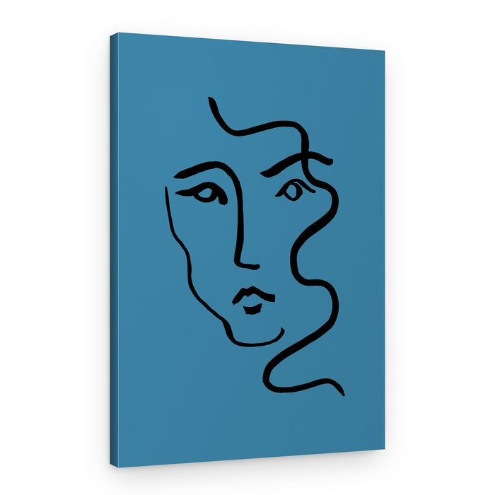 Blue Minimal Face – Canvas Print
