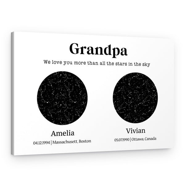 Grandpa Custom Star Map Canvas Print