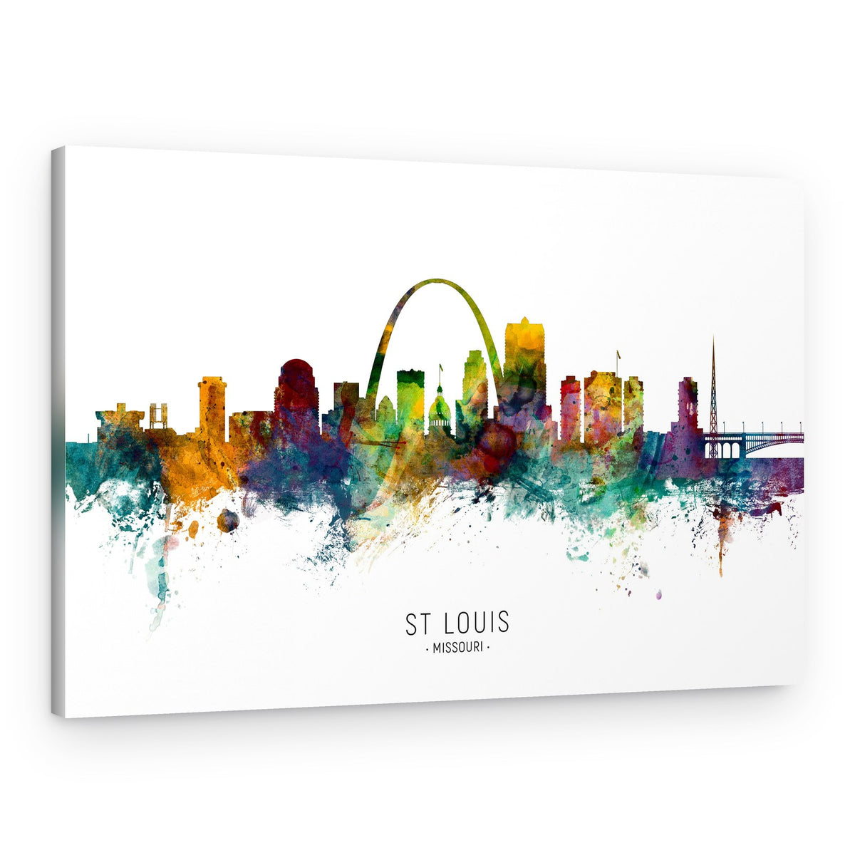 St Louis Skyline Watercolor – Canvas Print