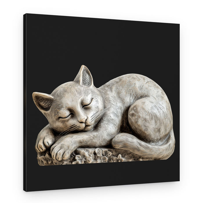 Sleeping Cat Statue – Canvas Print