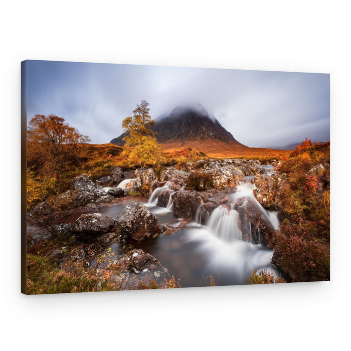 Misty Autumn Waterfall – Canvas Print