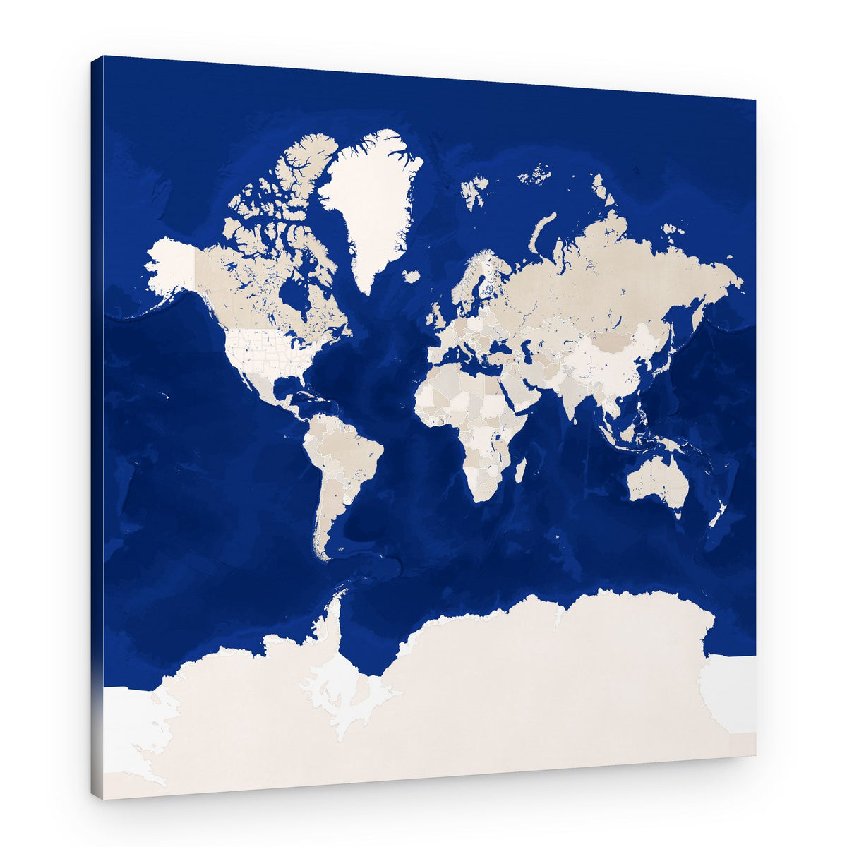 Deep Blue World Map – Canvas Print