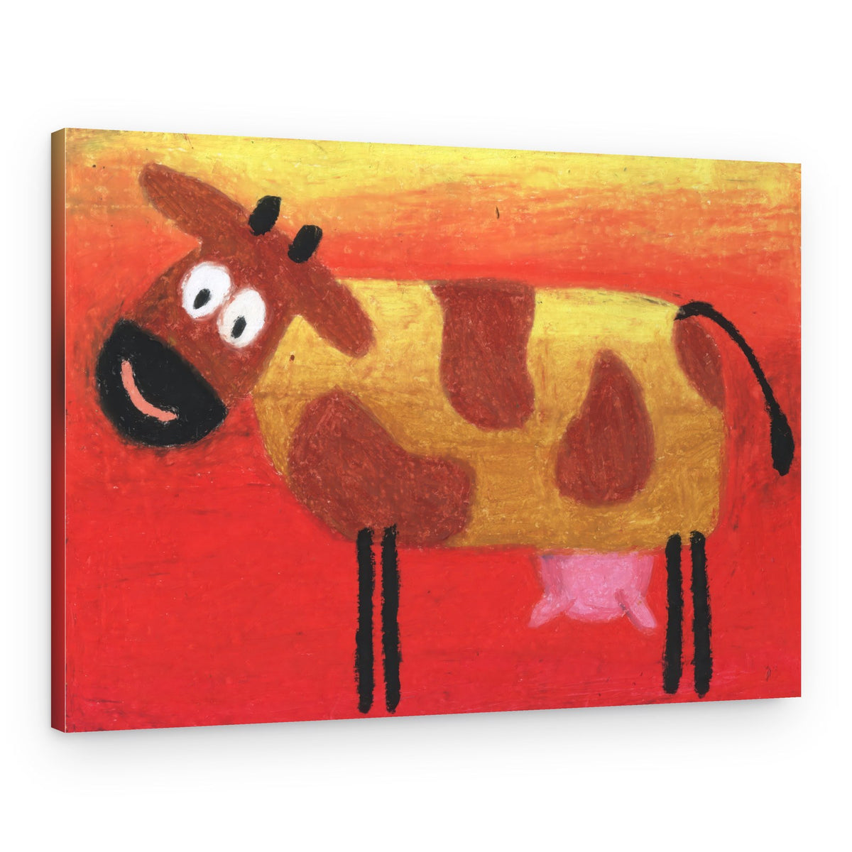 Happy Cartoon Cow – Canvas Print
