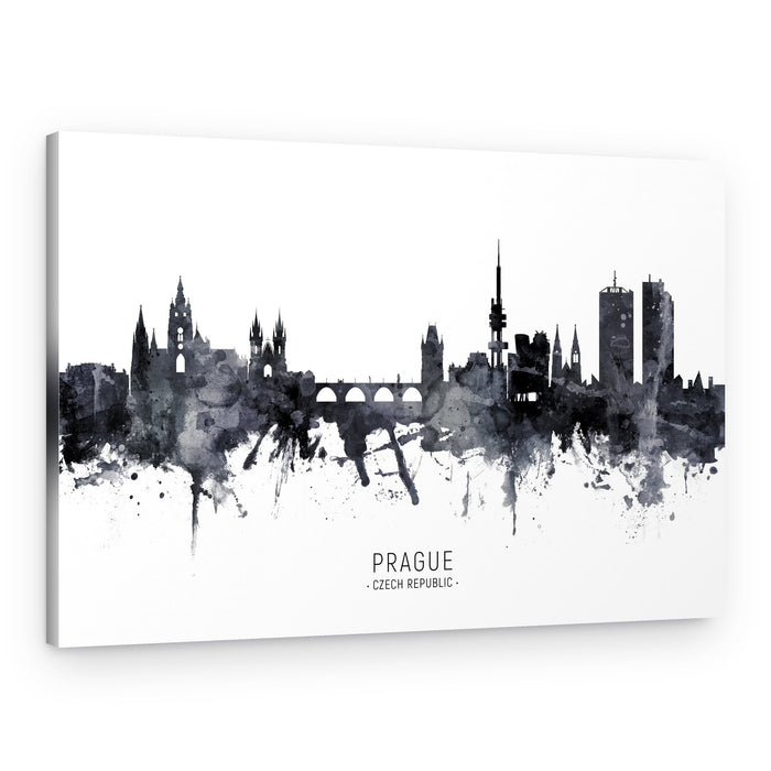 Prague Watercolor Skyline – Canvas Print