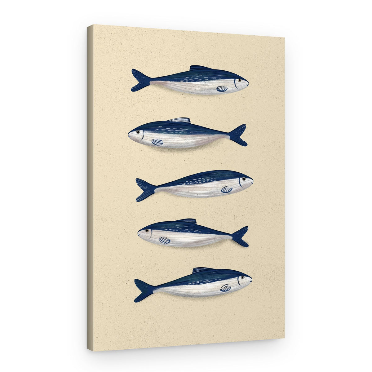 Blue Sardines Pattern – Canvas Print