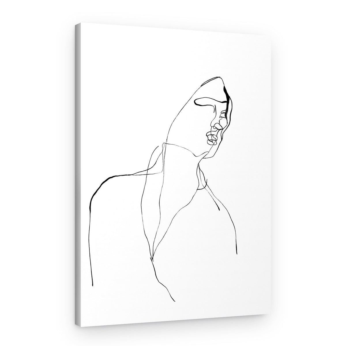 Elegant Contemplation Line Art – Canvas Print