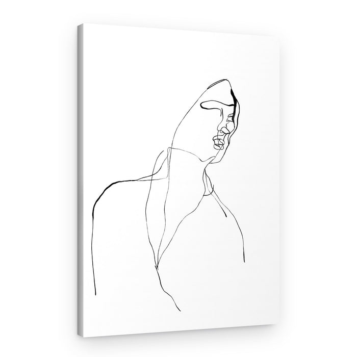 Elegant Contemplation Line Art – Canvas Print