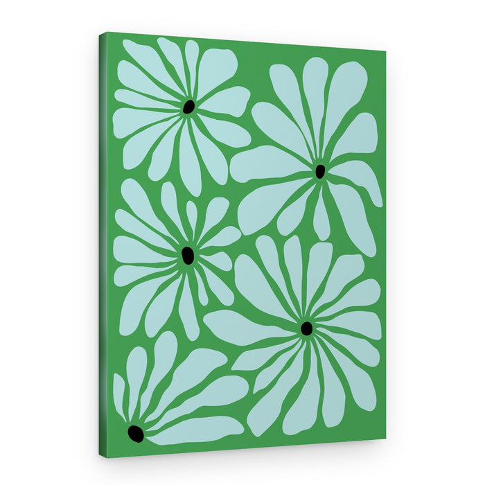 Retro Blue Flowers – Canvas Print