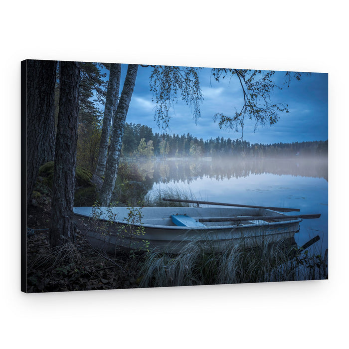 Misty Morning Rowboat – Canvas Print