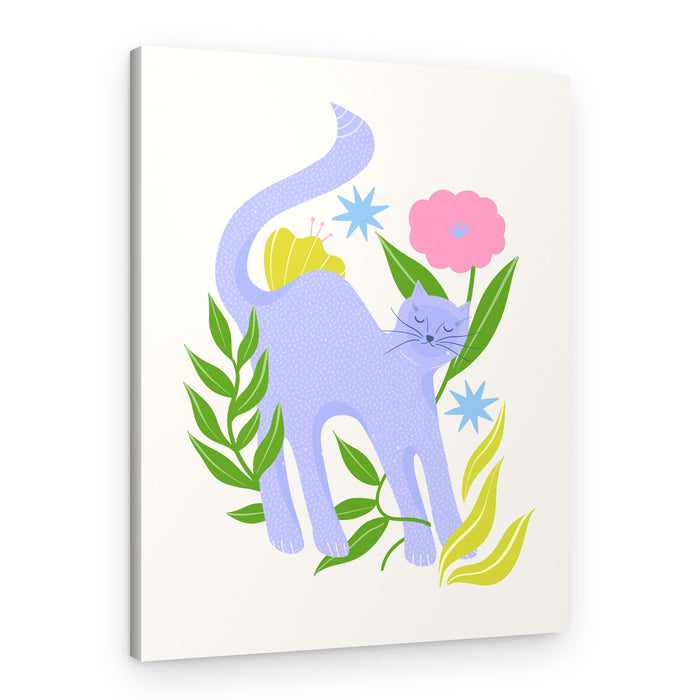 Cat in Flower Garden – Canvas Print