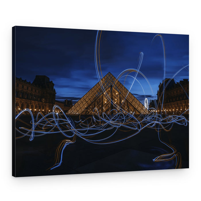 Louvre Pyramid Light Trails – Canvas Print