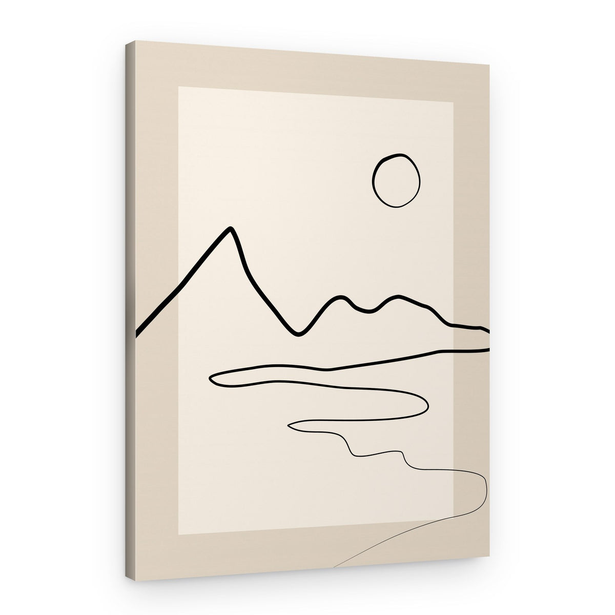 Minimalist River Mountains – Canvas Print