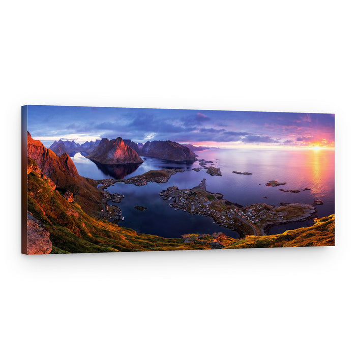 Northern Fjord Village Sunset – Canvas Print