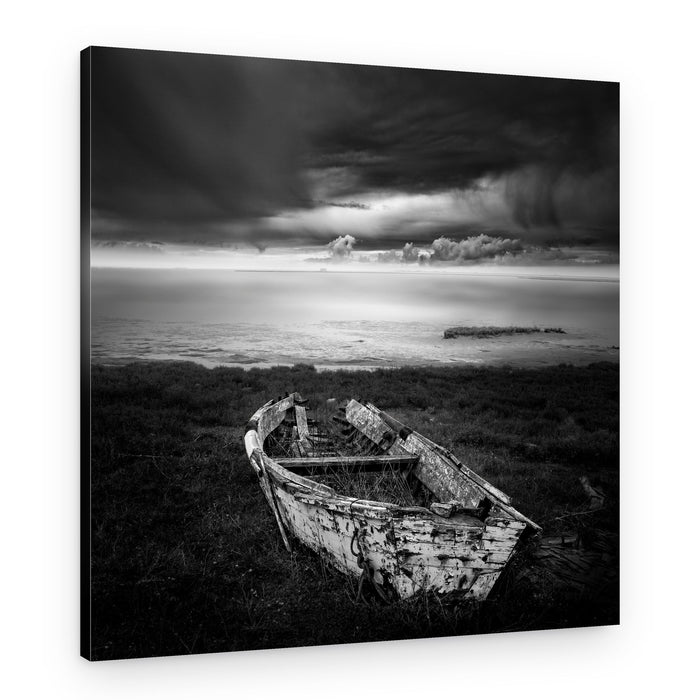 Abandoned Boat Dark Sky – Canvas Print