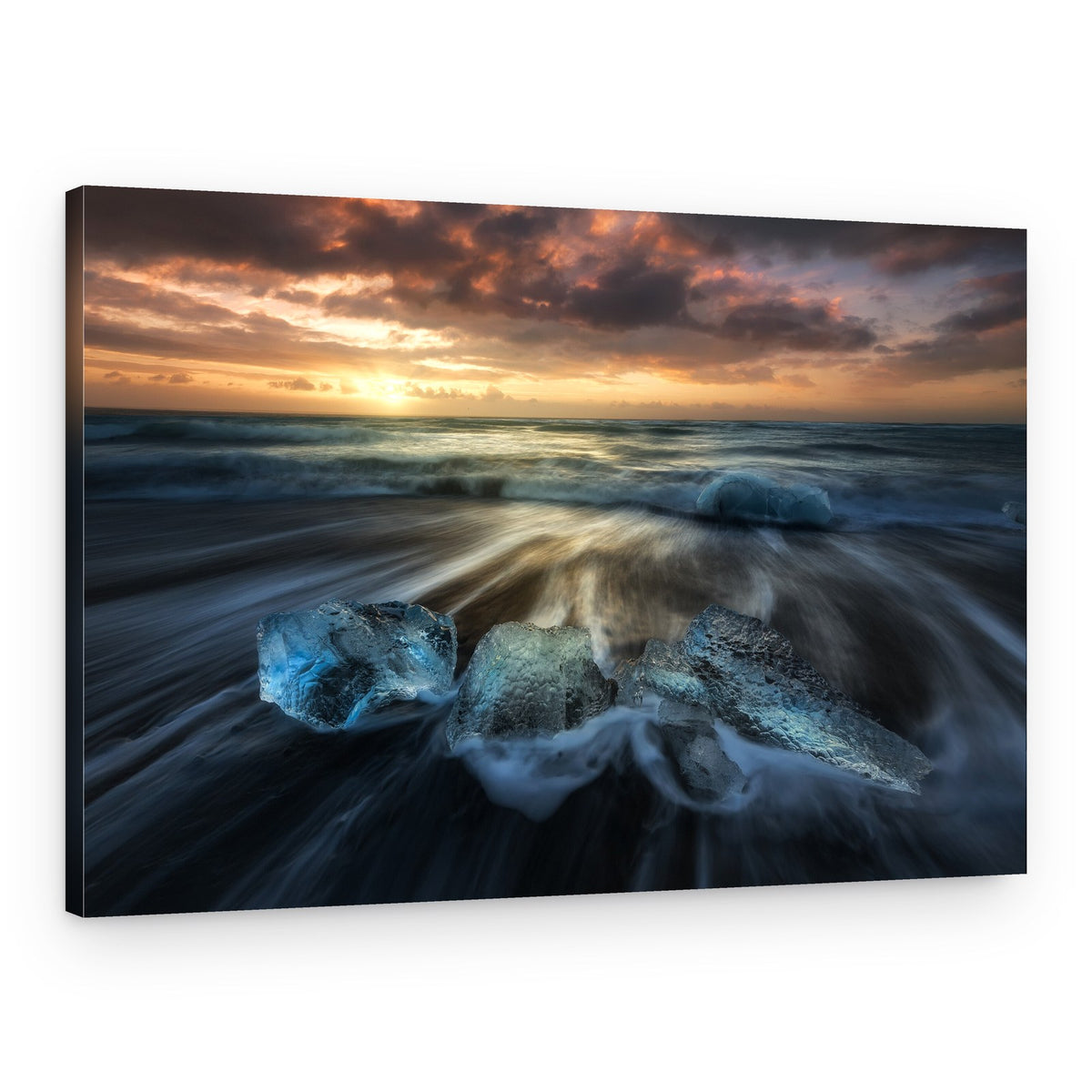 Icy Sunset Beach – Canvas Print