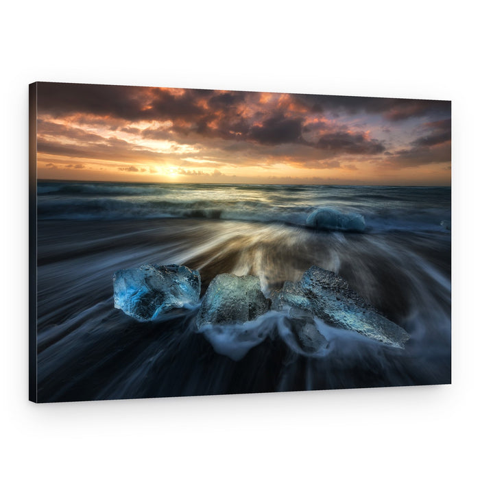 Icy Sunset Beach – Canvas Print