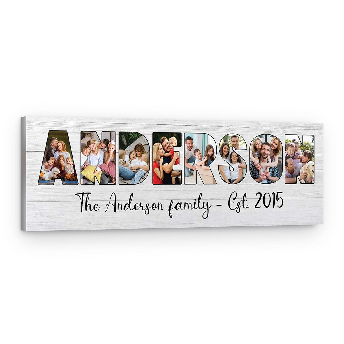 Custom Family Name Photo Letter Canvas Print – Canvas Print – From 8-11 letters / Wood