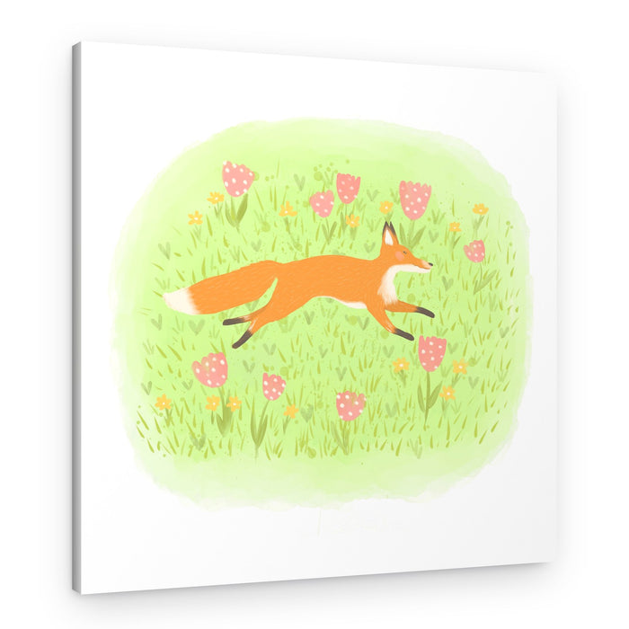 Playful Fox Meadow Run – Canvas Print