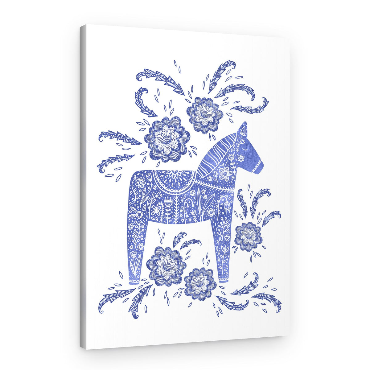 Blue Folk Horse – Canvas Print