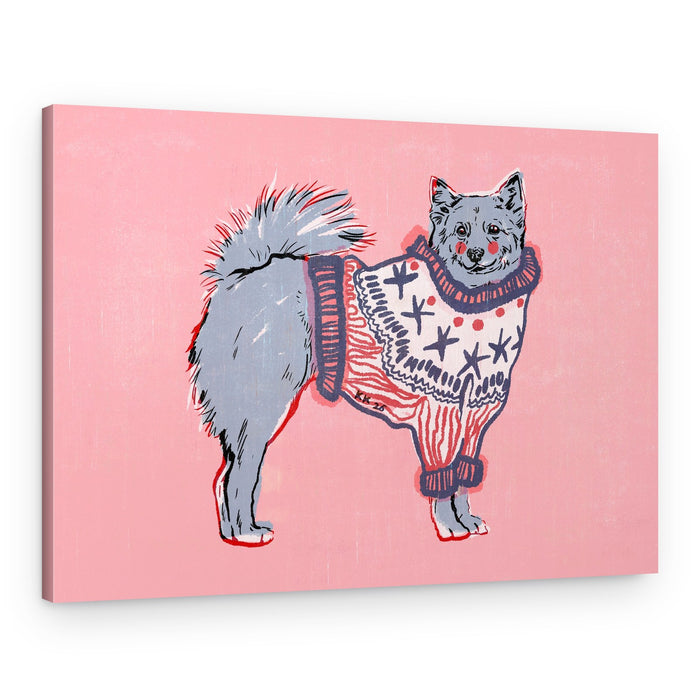 Cozy Dog in Sweater – Canvas Print