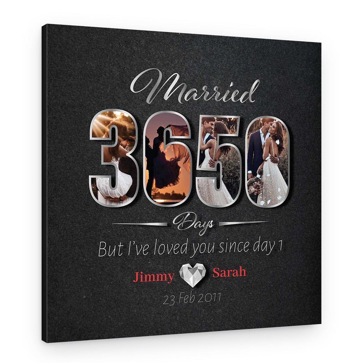 10th Anniversary 3650 Days Married Loved Since Day One Canvas – Canvas Print