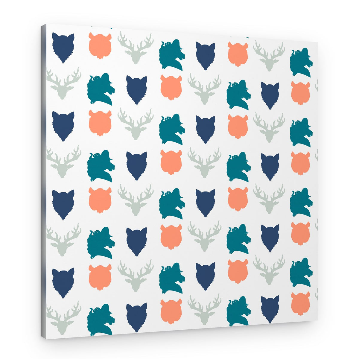 Stylized Woodland Animal Pattern – Canvas Print