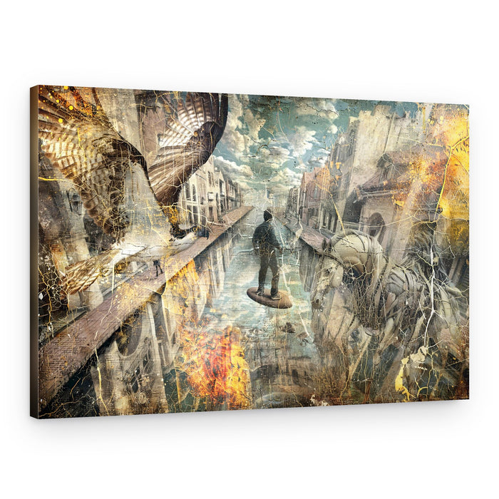 Flying Man City Dream – Canvas Print