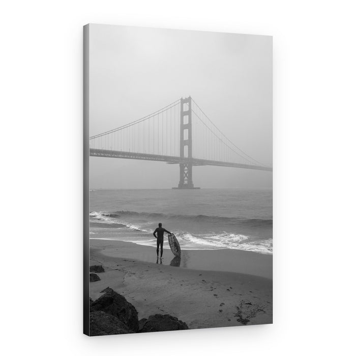 Misty Golden Gate Surfer – Canvas Print