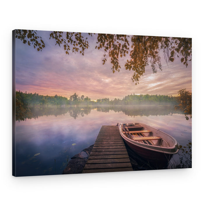 Misty Morning Lake Reflection – Canvas Print